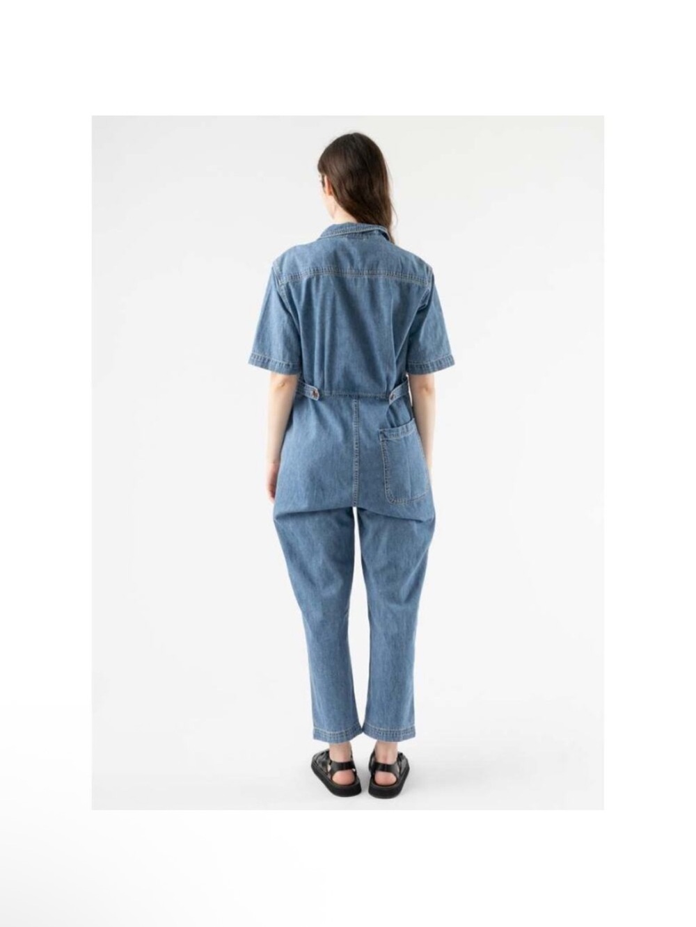 Alex Mill Standard Short Sleeve Denim Jumpsuit Coveralls Flight Suit Small - Picture 3 of 10